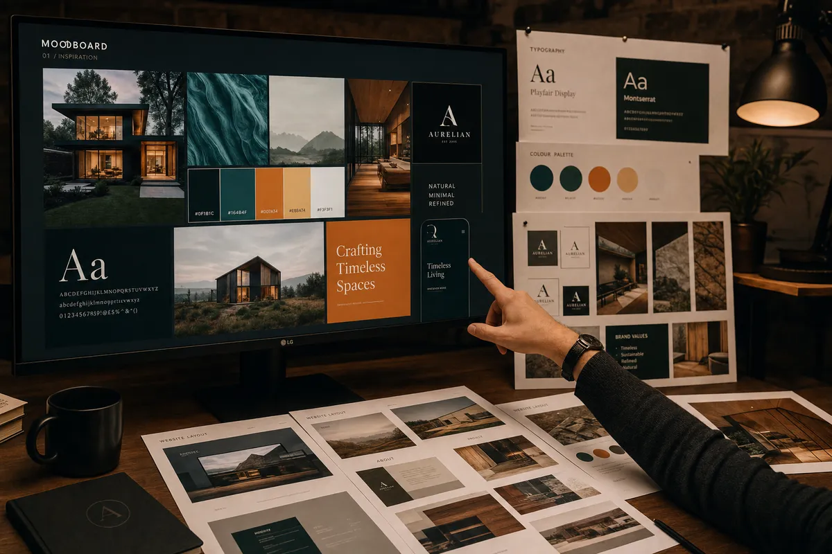 A mood board of visual references and brand examples being compiled for a design brief